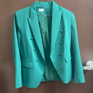 Ecru Teal Double-Breasted Women's Blazer